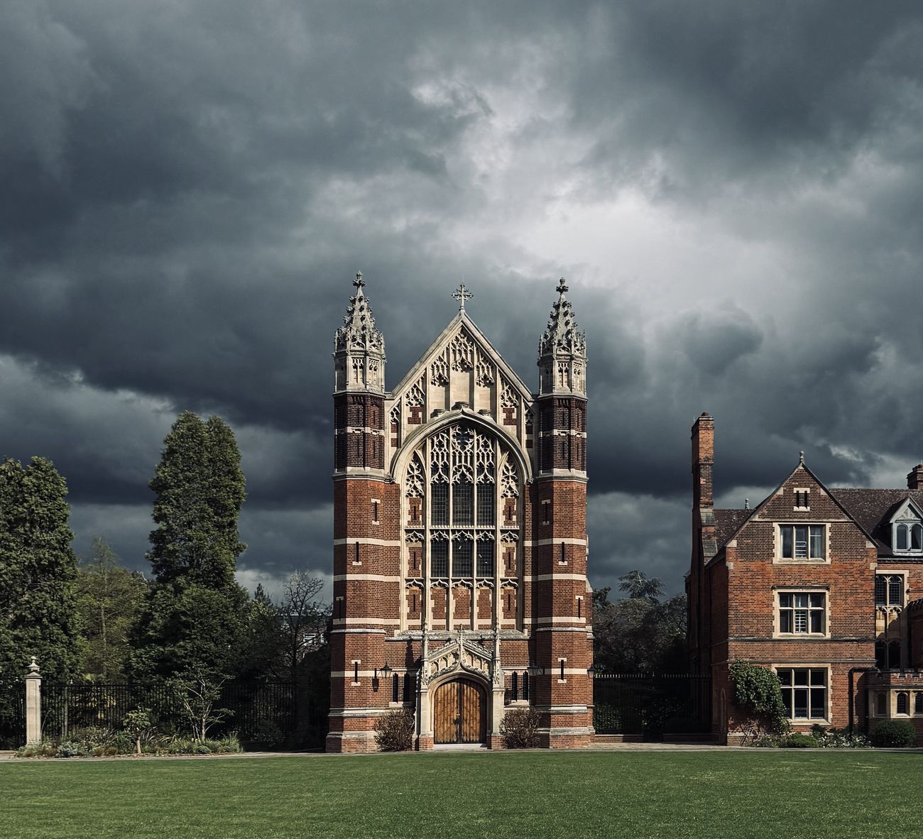 Selwyn College Chapel under a stormy sky